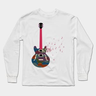 Guitarra con notas musicales Long Sleeve T-Shirt